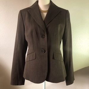 Ann Taylor suit jacket. Size 4. Brown & black herringbone.